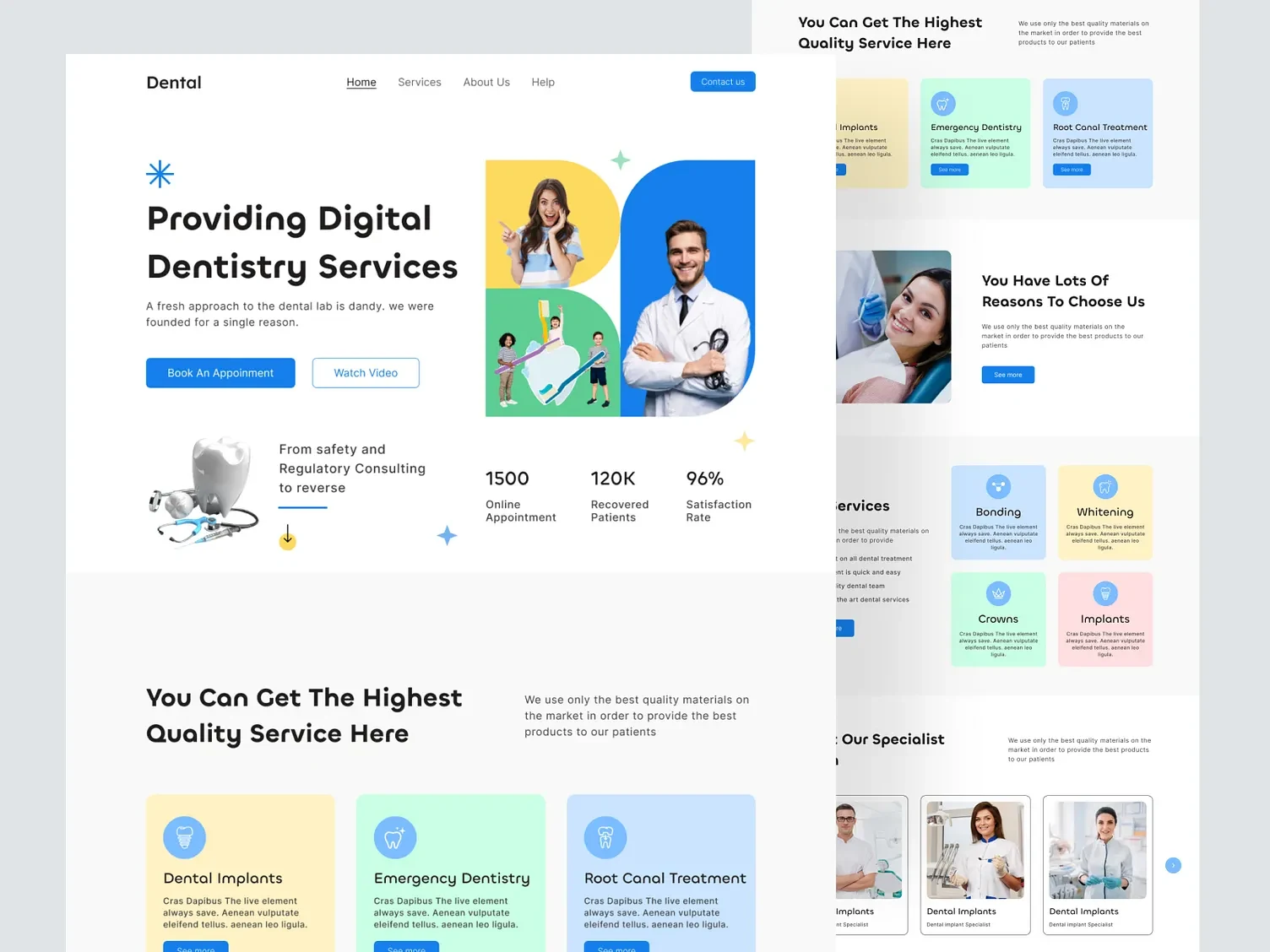 Colorful dental clinic concept website