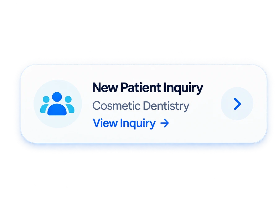 New Patient Inquiry card for Cosmetic Dentistry