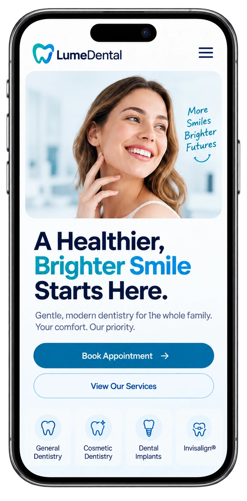 The same website concept on a mobile phone